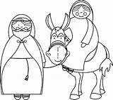 Mary Joseph Donkey Coloring Pages Nativity Riding Egypt Color Flight Pulling Into Journey Template sketch template