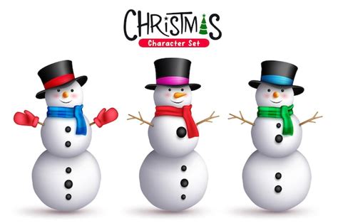 premium vector snowman christmas character vector set snow man