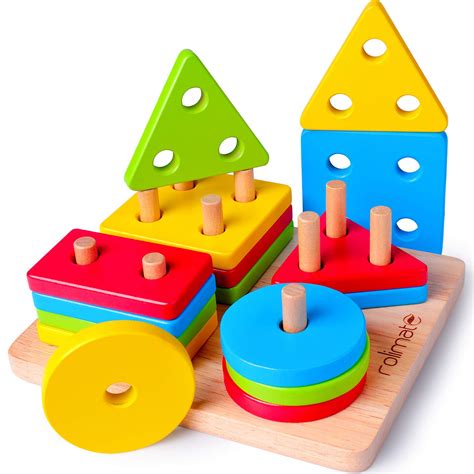 rolimate educational toy toddler toy     years  boy girl wooden puzzle shape sorter