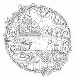 Coloring Pages Romantic Country Book Color Adult Happy Countryside Eriy Printable Colouring Books Mandala Sheets Fantasy Cool Para Colorir Adults sketch template