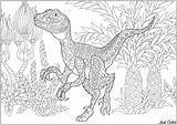 Dinosaur Coloring Velociraptor Dinosaurs Pages Adults Doodle Adult Zentangle Dinosaurios Colorear Para Printable Color Sheets Justcolor Stylized Elements Books Adultos sketch template