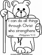 Coloring Pages Bible Kids Verses Things Do Verse Color Sheets Christ 13 Colouring Clip Philippians Bear Through Teddy Memory School sketch template