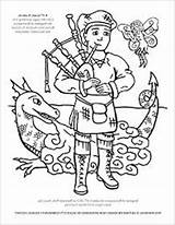 Bagpipes Player Dragon Fire Coloring Breath sketch template