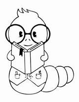 Bookworm Coloring Worm Pages Clipart Book Printable Cute Clip Inchworm Kids Library Outline Cliparts Reading Cartoon Template Color Sheets Google sketch template