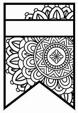 Bulletin Mandala Pennant Banner Coloring Pattern Name Board Style Set sketch template