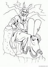 Commandments Coloring4free Moses sketch template