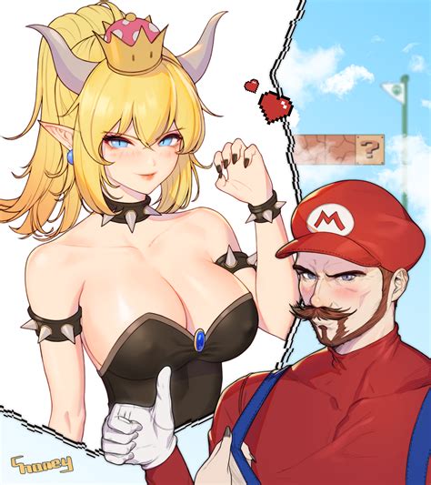 choney new super mario bros u deluxe bowsette mario cleavage horns pointy ears 485136 yande re