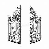 Gates Portes Isolated Ornement Acier Pourpre Depositphotos Isolement Décorée Ouverte Wood sketch template