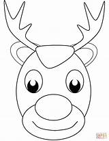 Reindeer Coloring Face Pages Christmas Printable Drawing Head Color Drawings Print Puzzle Animals sketch template