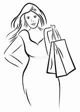 Vrouw Winkelen Einkaufen Stockillustration Oxygen64 sketch template
