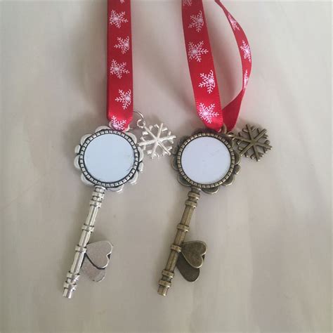 sublimation santa claus key christmas pendant  red snow rope hot