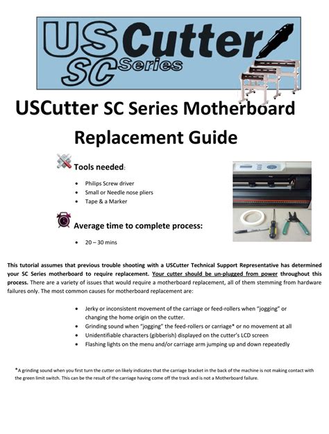uscutter sc series replacement manual   manualslib