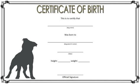 dog birth certificate template     dog birth certificate