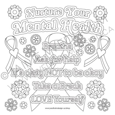 nurture  mental health colouring page coloring home