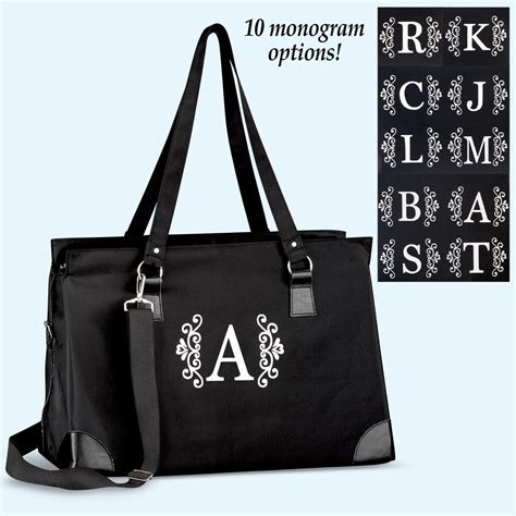 monogram initial black tote bag collections