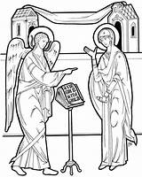 Annunciation Orthodox Theotokos Feast Archangel Byzantine sketch template