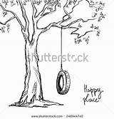 Swing Tire Coloring Tree Drawing Vector 6kb 470px Illustration Dreamstime Branch sketch template