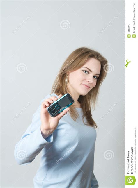 girl holding cell phone stock image image of holding 13452273