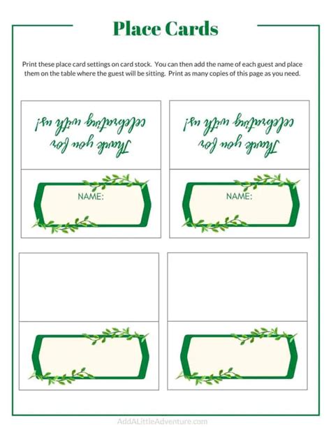 printable place cards add   adventure