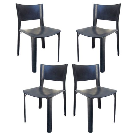set   black leather dining chairs  stdibs