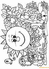 Sun Smiling Flowers Pages Coloring Kolorowanki Wiosna Spring Do Dla Drukowania Online Marzec Dzieci Malowanki A4 Roku Color Pory Artykuł sketch template