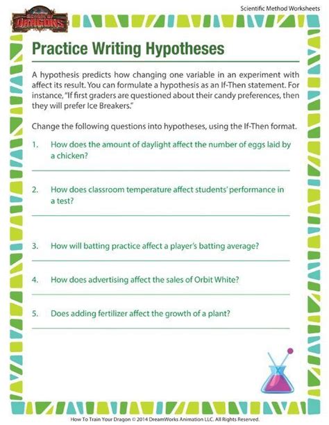 hypothesis writing practice worksheets  answers