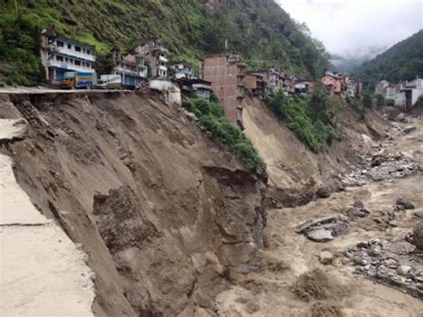 Bhote Kosi Nepal Serious Damage After The Failure Of A Landslide Dam