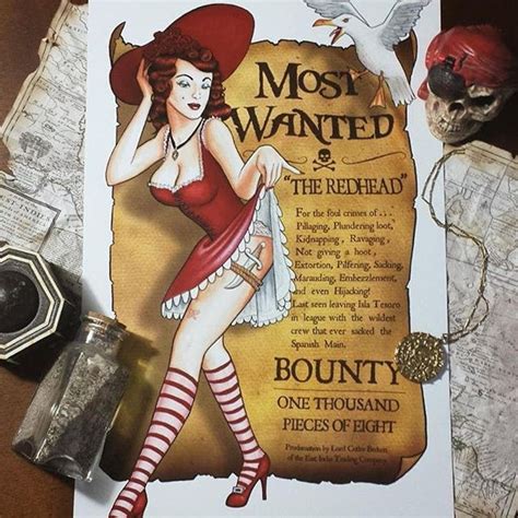 pirates of the caribbean redhead pin up 11x17 art etsy