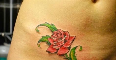 red rose flower stomach abdomen tattoo  tattoo pinterest
