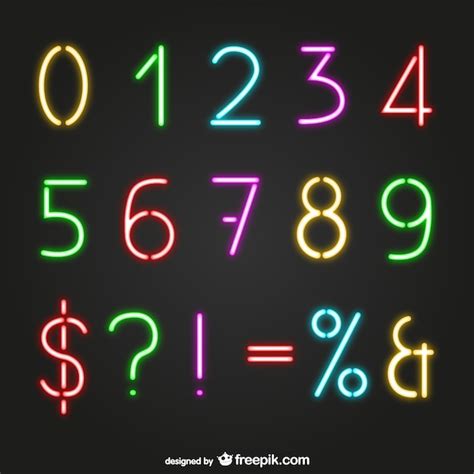 neon style numbers vector