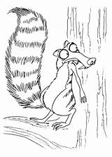 Scrat Ice Age Squirrel Hides Trunk Behind Tree Pages2color Pages Cookie Copyright sketch template