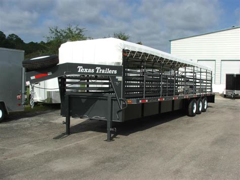 stg texas trailers  gooseneck stock trailer  triple axles stock trailers  sale
