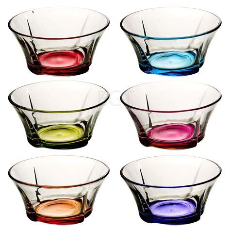 6 x coral curved glass coloured base dessert ice cream