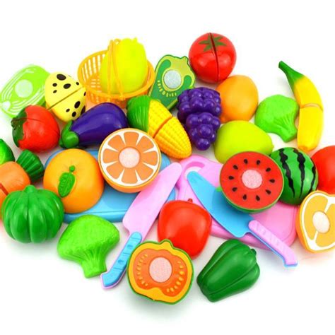 6pcs Toy Fruit Vegetable Reusable Role Play Food Cutting Set Food