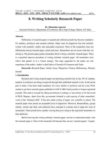 writing scholarly research paper