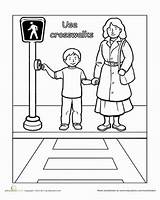 Traffic Coloring Safety Worksheet Use Education Road Rules Kids Street Worksheets Preschool Activities Crosswalks Drawings Child Help Theme Week 48kb sketch template