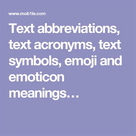 Text Abbreviations Text Acronyms Text Symbols Emoji And