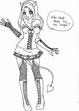 Devil Girl Drawing Demon Just Anime Getdrawings Deviantart Manga sketch template