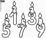 Numbers Candles Odd Coloring Gif Printable sketch template