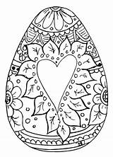 Easter Coloring Adults Pages Egg Kids Heart sketch template