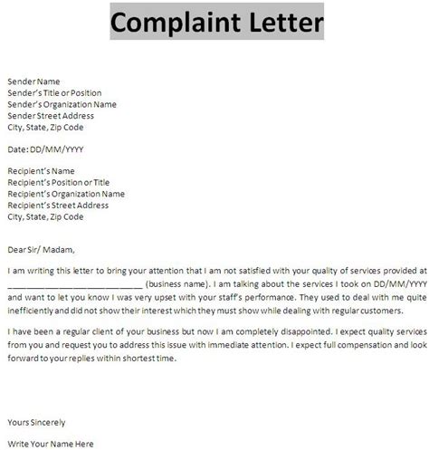 complaint letter  athletic director sample
