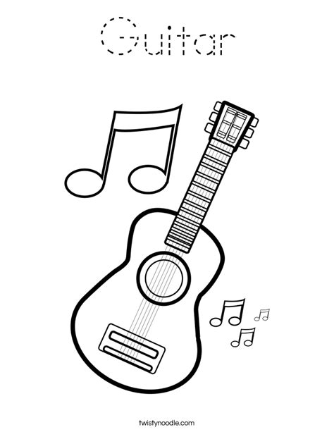 guitar coloring page tracing twisty noodle