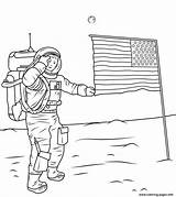 Neil Armstrong Moon Coloring Pages Printable Para Colorear America Usa Drawing Book Flag American Sobre Search Walks sketch template
