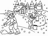 Coloring Winter Pages Snow Printable Playing Print Pdf sketch template