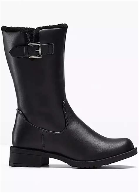 swoop uk bonprix faux leather calf boots black size