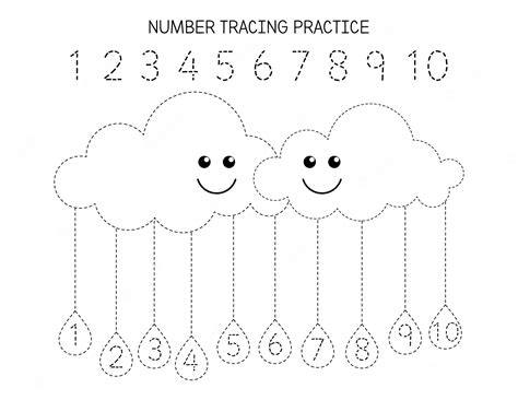 premium vector number tracing  coloring worksheet  kids cute