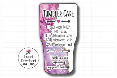 cards  printable tumbler care instructions tumbler care