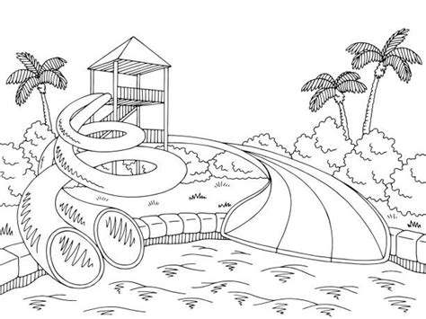 drawing   water park illustrations royalty  vector graphics