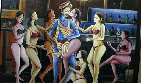Painting Of Lord Krishna With Bikini Clad Gopis Offends Far Right Hindu