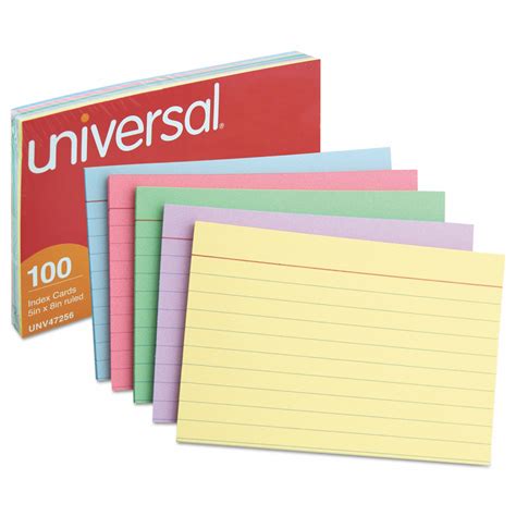 universal index cards ruled      card size assorted  pk